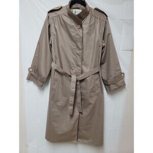 Misty Harbor VTG Women's Khaki Classic Trench Coat Old Money Belted Sz 12P NWT